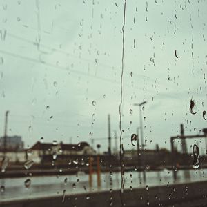 Close-up of water drops on glass