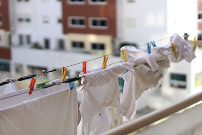 White laundry drying on clothesline