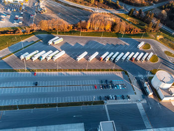 High angle view of buildings in city