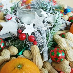 High angle view of christmas decoration