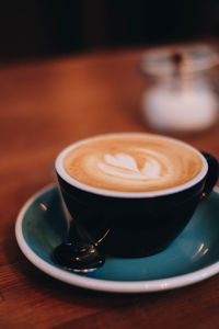 Close-up of coffee on table