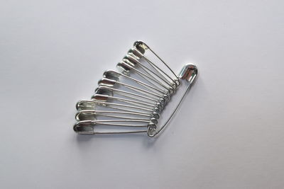 High angle view of piano on white table