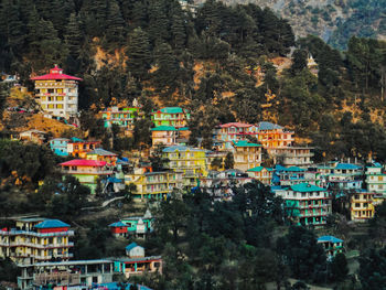 High angle view of buildings in city