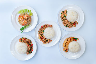 High angle view of food on table