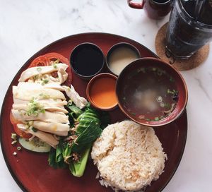 Close-up of food served in plate