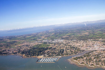 High angle view of cityscape against sky