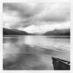 Scenic view of lake against cloudy sky