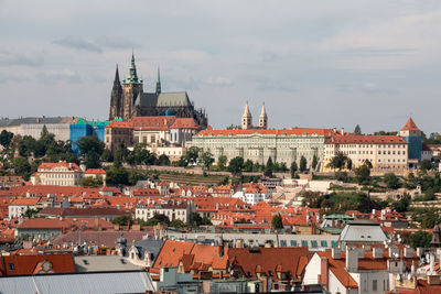 High angle view of townscape against sky