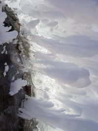 Aerial view of snow covered landscape