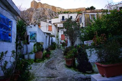 Narrow alley amidst buildings in town