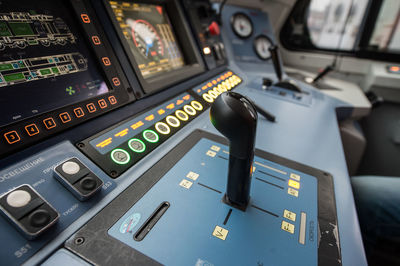 Close-up of train's dashboard