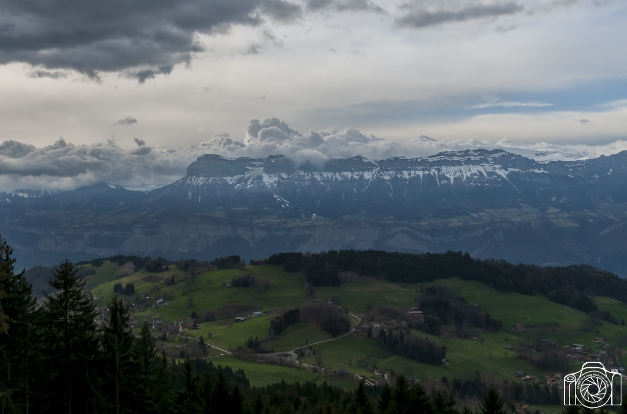 mountain, sky, beauty in nature, scenics - nature, environment, cloud - sky, tranquil scene, landscape, mountain range, tranquility, nature, non-urban scene, plant, tree, no people, day, outdoors, idyllic, land, snowcapped mountain, mountain peak