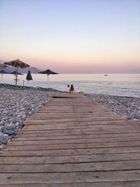 Scenic view of sea against clear sky