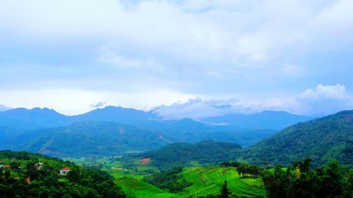 Scenic view of mountains against sky