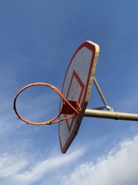 Low angle view of basketball hoop against sky