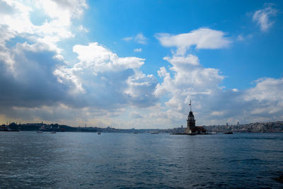 Scenic view of sea against cloudy sky