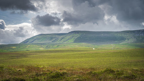 Scenic view of land against sky