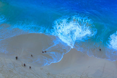 High angle view of people on beach