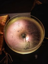High angle view of drink in glass