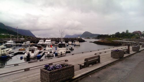 View of townscape against cloudy sky