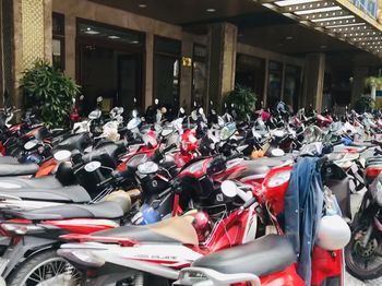 Bicycles in parking lot