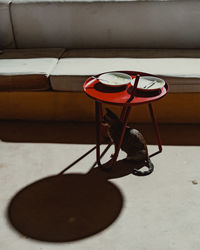 Bicycle sitting on table at home