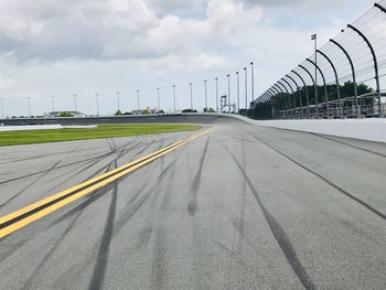 Surface level of road against sky