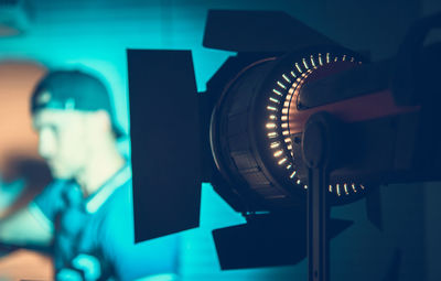 Close-up of man photographing