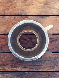 High angle view of coffee on table