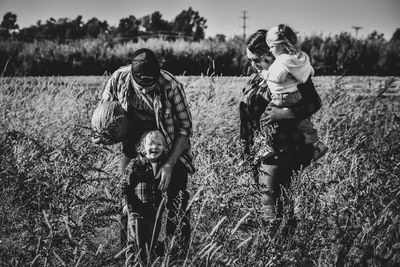 Children playing on field