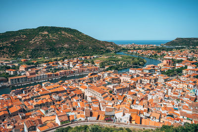 High angle view of townscape against sky