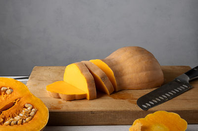 Close-up of pumpkin on table