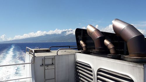 Panoramic view of sea against blue sky