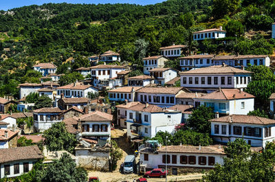 High angle shot of residential structures