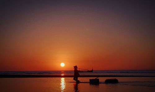 Scenic view of sea at sunset