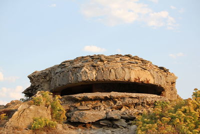 Low angle view of rock formation