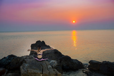 Scenic view of sea against sky during sunset