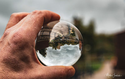 Close-up of person holding glass