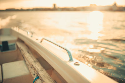 Blurred motion of metal railing by sea