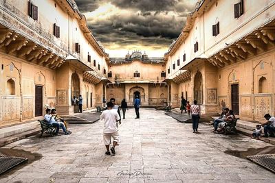 People in town square