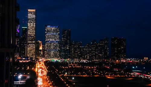 Illuminated city at night