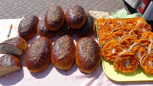 High angle view of food on table