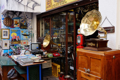 View of electric lamp on table in store