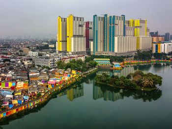 Reflection of buildings in water