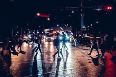 View of city street at night