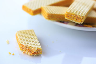 Close-up of dessert in plate on table