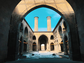 View of historic building during winter