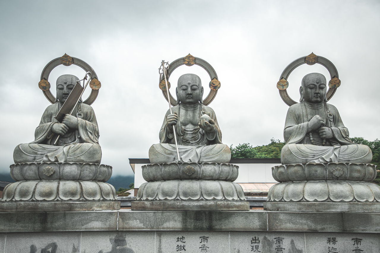 monument, statue, architecture, sculpture, ancient history, religion, sky, temple, history, nature, no people, landmark, craft, the past, belief, built structure, travel destinations, spirituality, representation, cloud, human representation, travel, outdoors, creativity, temple - building, day