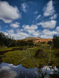 Scenic view of lake against sky