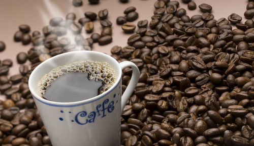 High angle view of coffee cup